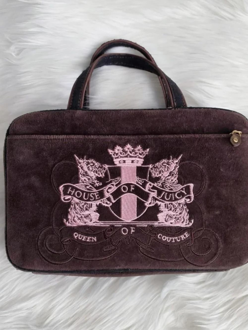 Rare vintage y2k Juicy Couture house of juicy / queen of juicy velour makeup bag
